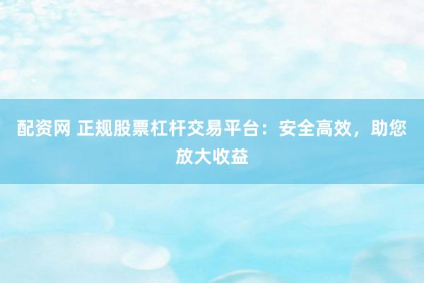 配资网 正规股票杠杆交易平台：安全高效，助您放大收益