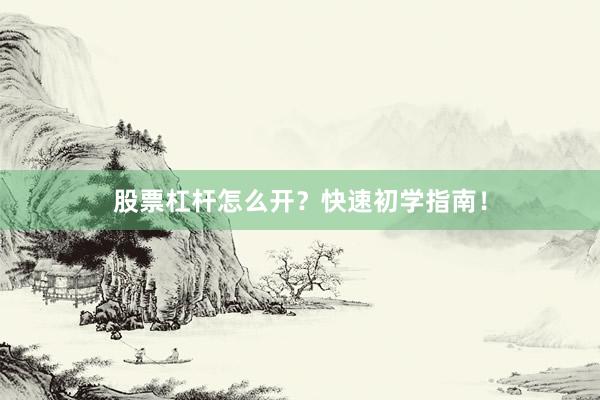 股票杠杆怎么开？快速初学指南！
