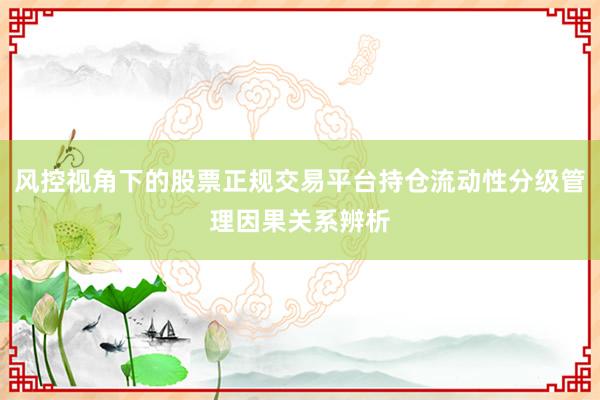 风控视角下的股票正规交易平台持仓流动性分级管理因果关系辨析