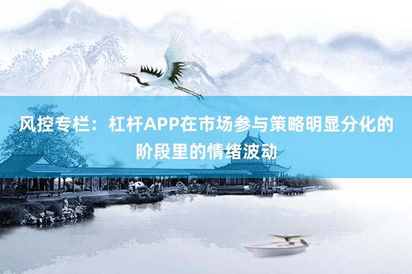 风控专栏：杠杆APP在市场参与策略明显分化的阶段里的情绪波动
